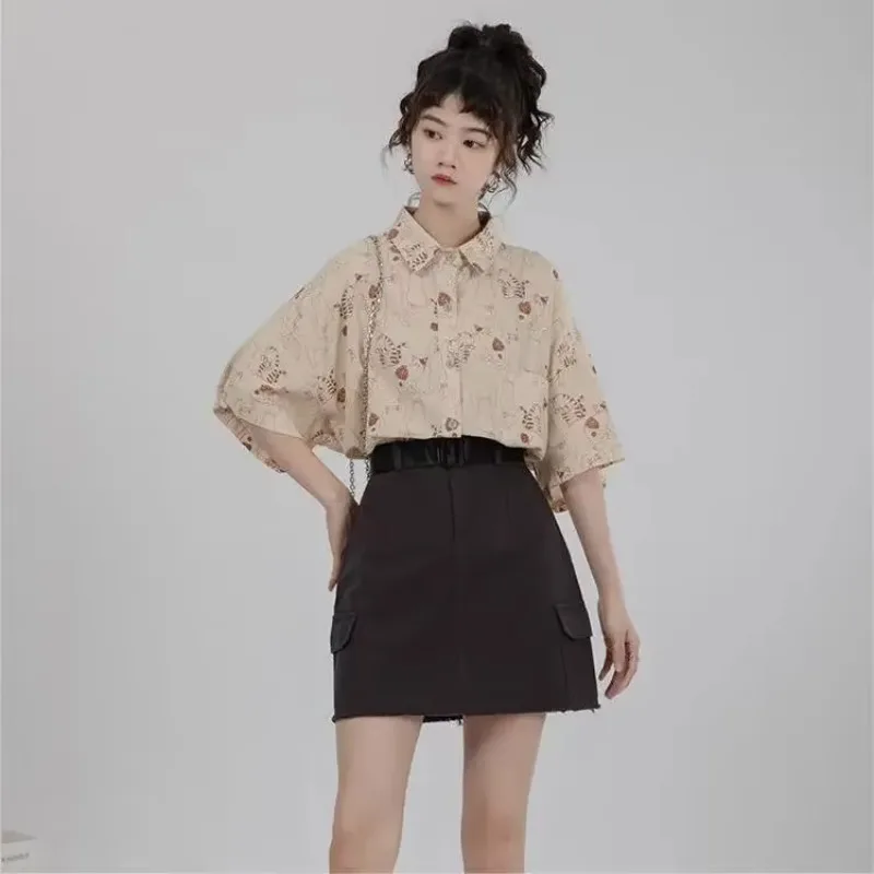 Shirts Women Corduroy Patch Po - Korean Lifestyle Student review and price