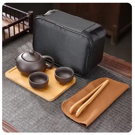 Purple Clay Travel Tea Set Out - Korean Tea Set review and price