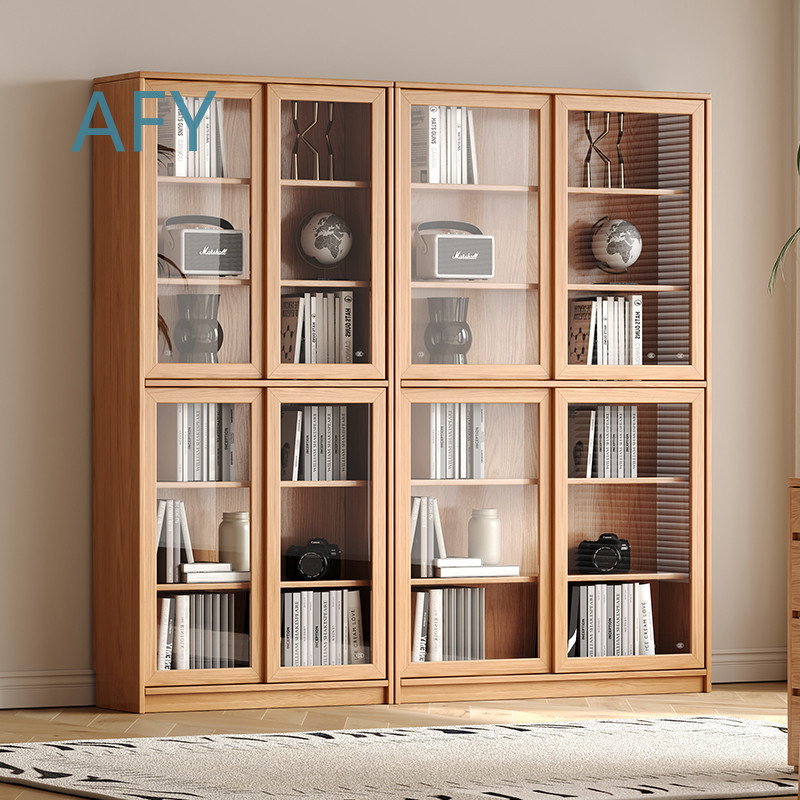 Solid Oak Bookcase with Slidin - Muji Home Storage review and price