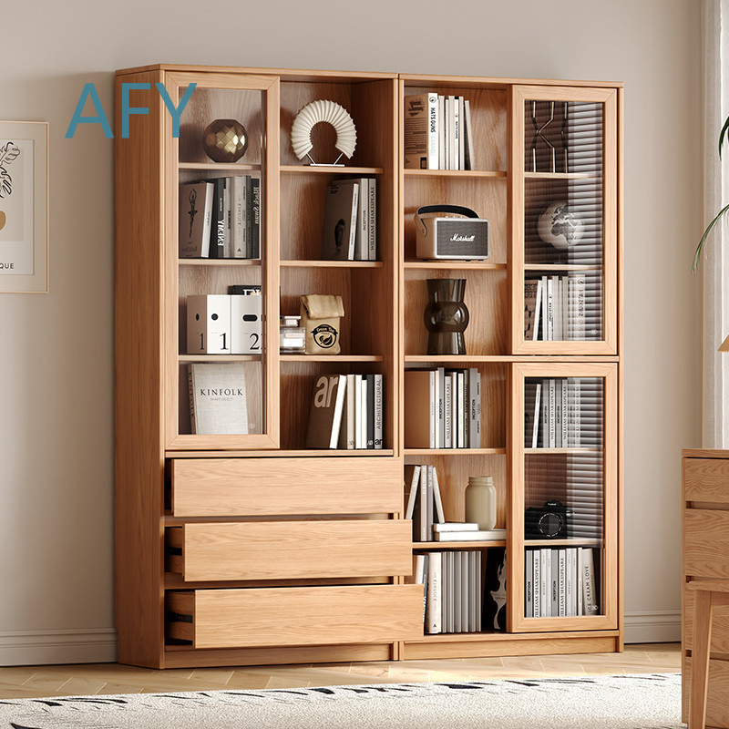 Solid Oak Bookcase with Slidin - Muji Home Storage review and price