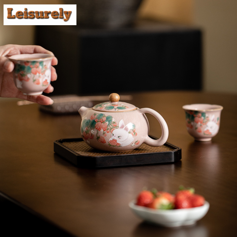 Antique Pink Ru Kiln Teacup St - Korean Tea Set review and price