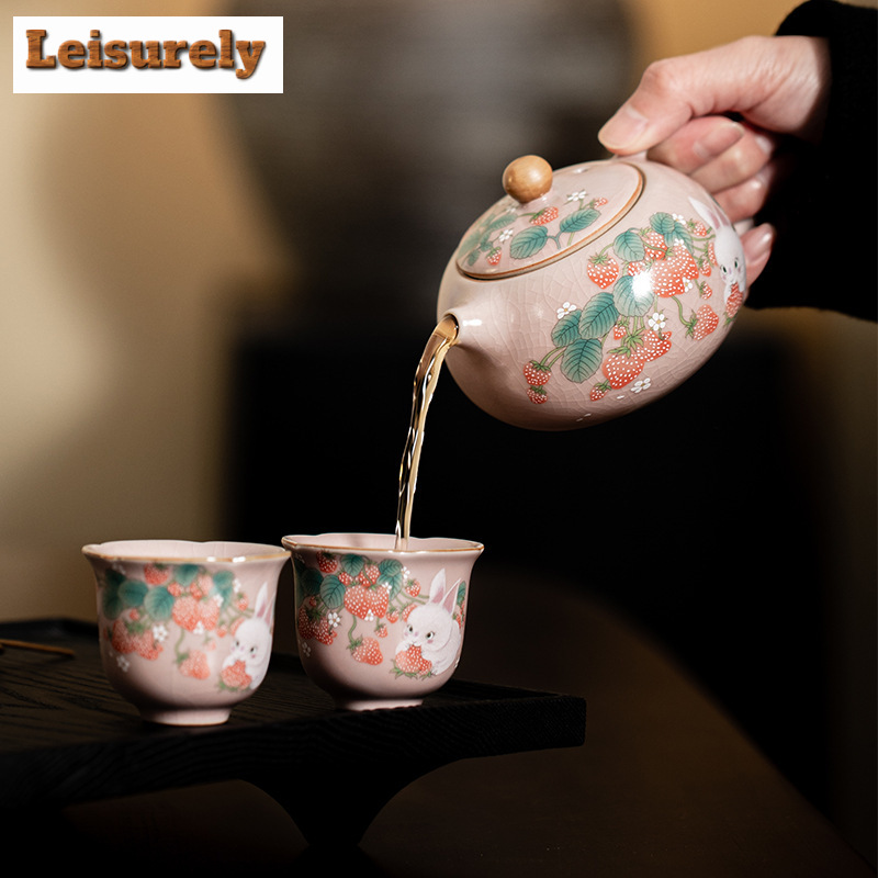 Antique Pink Ru Kiln Teacup St - Korean Tea Set review and price