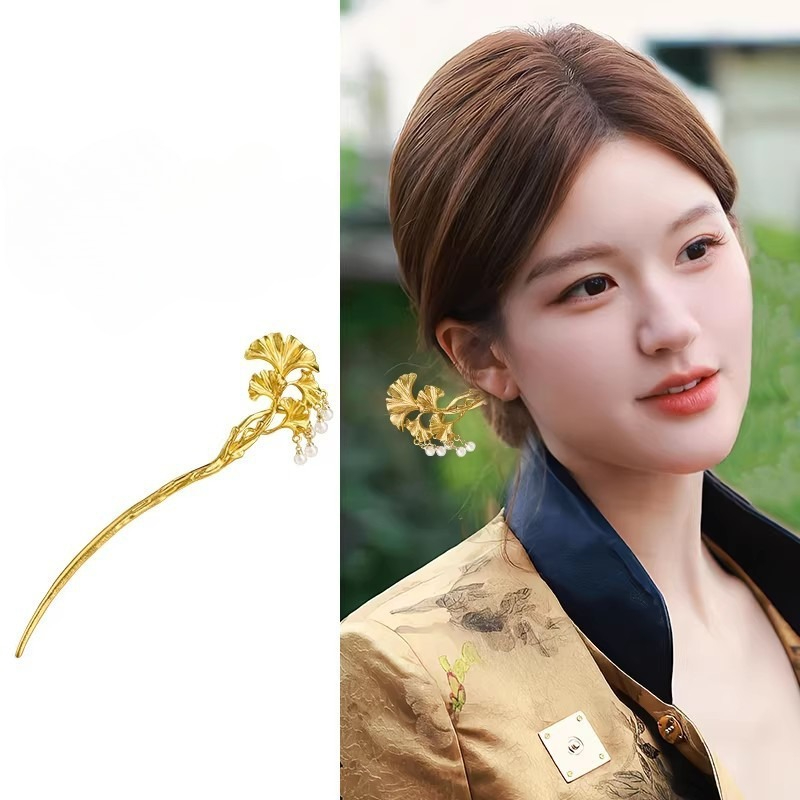 1PC Elegant Golden Ginkgo Leaf - Hanbok Hair Pin review and price